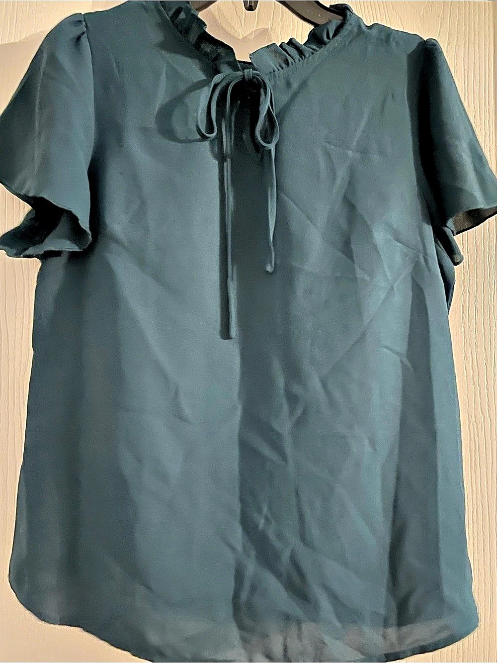 SHEIN Short Sleeve Blouse in Blue Size XL